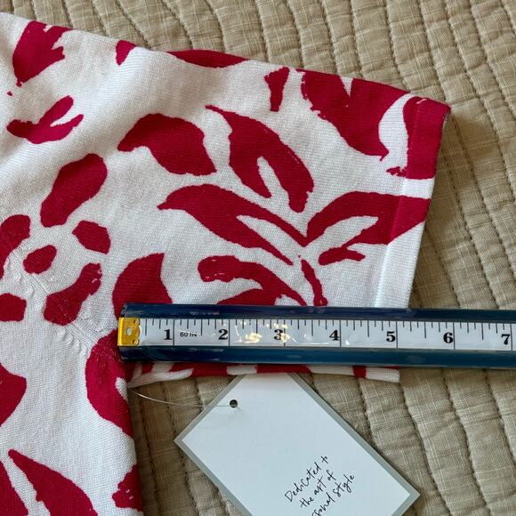 Calligraphie NWT White Fuchsia Short Sleeve Seeater Sz L - Picture 6 of 7